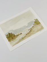 Load image into Gallery viewer, Down the Bank - Original 8&quot; x 6&quot; on handmade deckled edge paper (free shipping included)