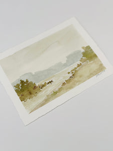 Down the Bank - Original 8" x 6" on handmade deckled edge paper (free shipping included)