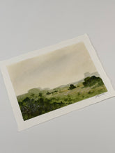 Load image into Gallery viewer, Greener Pastures - Original 8&quot; x 6&quot; on handmade deckled edge paper (free shipping included)