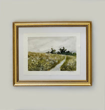 Load image into Gallery viewer, Stillness in the Meadow  - Original 8&quot; x 6&quot; on handmade deckled edge paper - 10&quot; x 8&quot; Gold Frame (free shipping included)